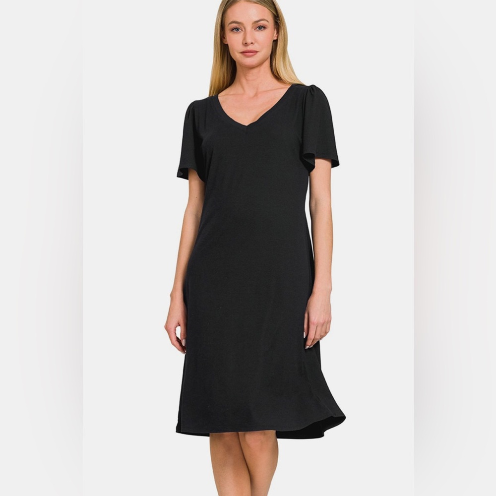 Zenana V-Neck Short Sleeve Dress